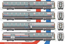 Kato 10-68004 - N - 4-tlg. Set Personenwagen Phase III, Amtrak, Ep. IV-V